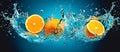 orange with water splashing around Royalty Free Stock Photo