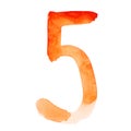 Orange watercolor numbers