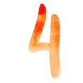 Orange watercolor numbers