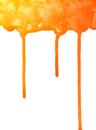 Orange watercolor stains texture with drib.