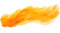 Orange watercolour brushstroke isolated on white created with Generative AI.