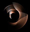 Orange wavy planes are located around the center on a black background. Technical symbol or logo Royalty Free Stock Photo