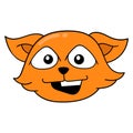 Orange weasel head laughing happily, doodle icon drawing