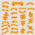 Orange Web Ribbon Big Set Transparent Background Royalty Free Stock Photo