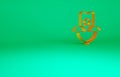 Orange Western cowboy hat icon isolated on green background. Minimalism concept. 3d illustration 3D render