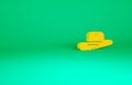 Orange Western cowboy hat icon isolated on green background. Minimalism concept. 3d illustration 3D render