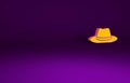 Orange Western cowboy hat icon isolated on purple background. Minimalism concept. 3d illustration 3D render