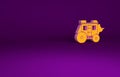 Orange Western stagecoach icon isolated on purple background. Minimalism concept. 3d illustration 3D render