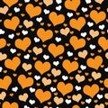 Orange, White and Black Hearts Tile Pattern Repeat Background