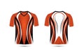 Orange, white and black layout e-sport t-shirt design template