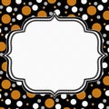 Orange, White and Black Polka Dot Frame Background Royalty Free Stock Photo