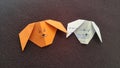 Orange and White dog origami drwan with face Royalty Free Stock Photo