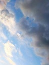 orange white and gray clouds on blue sky at sunset