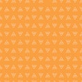 Orange White hand drawn tribal triangle vector seamless pattern