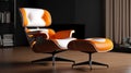 Orange And White Lounge Chair And Ottoman - Stylish Hard Surface Modeling