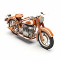 Realistic Orange Retro Motorcycle 3d Isometric Model
