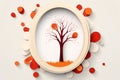 an orange and white oval frame with a tree in it Royalty Free Stock Photo