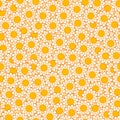 Orange and white simple daisy flowers seamless pattern, vector