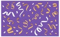 Orange and white streamers on purple background confetti Royalty Free Stock Photo