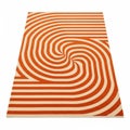 Orange and white striped rug with a swirling optical illusion pattern on a white background Royalty Free Stock Photo