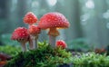 Orange And White Toadstools Growing In A Forest During The Day Royalty Free Stock Photo