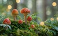 Orange And White Toadstools Growing In A Forest During The Day Royalty Free Stock Photo