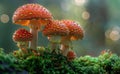 Orange And White Toadstools Growing In A Forest During The Day Royalty Free Stock Photo