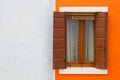 Orange-white wall and window close up Royalty Free Stock Photo