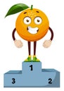 Orange on winning stage, illustration, vector