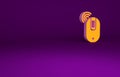 Orange Wireless computer mouse icon isolated on purple background. Optical with wheel symbol. Minimalism concept. 3d