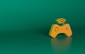 Orange Wireless gamepad icon isolated on green background. Game controller. Minimalism concept. 3D render illustration