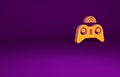 Orange Wireless gamepad icon isolated on purple background. Game controller. Minimalism concept. 3d illustration 3D