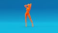 Orange Woman Sexy Smoke Figure Spirit Demon Blue Background