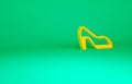 Orange Woman shoe with high heel icon isolated on green background. Minimalism concept. 3d illustration 3D render