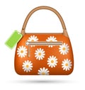 Orange woman spring bag with chamomiles flowers and spring sale