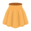 Orange women s light summer skirt with pleats. Beautiful women s summer clothing.Woman clothes single icon in cartoon