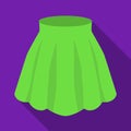 Orange women s light summer skirt with pleats. Beautiful women s summer clothing.Woman clothes single icon in flat style