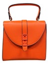 Orange women`s neat bag with handle isolation on white background
