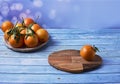 Group Of Oranges On Wooden Board