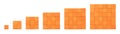 Orange wooden cubes, arranged in squares, showing square numbers from 1 to 6 Royalty Free Stock Photo