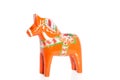 An orange wooden horse