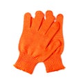 Orange work gloves isolated on Royalty Free Stock Photo