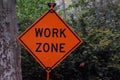 Orange work zone sign Royalty Free Stock Photo