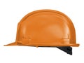 Orange worker helmet of a construction site on a white background 3d rendering