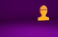 Orange Worker safety helmet icon isolated on purple background. Minimalism concept. 3d illustration 3D render Royalty Free Stock Photo