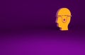 Orange Worker safety helmet icon isolated on purple background. Minimalism concept. 3d illustration 3D render Royalty Free Stock Photo