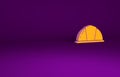 Orange Worker safety helmet icon isolated on purple background. Minimalism concept. 3d illustration 3D render Royalty Free Stock Photo