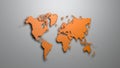 Orange World map on grey background