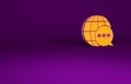 Orange World map made from speech bubble icon isolated on purple background. Global communication scheme on Earth Royalty Free Stock Photo