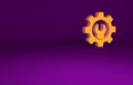 Orange Wrench spanner and gear icon isolated on purple background. Adjusting, service, setting, maintenance, repair Royalty Free Stock Photo